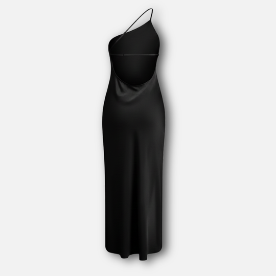 Damen Satin Maxi Kleid mit Seitenschlitz