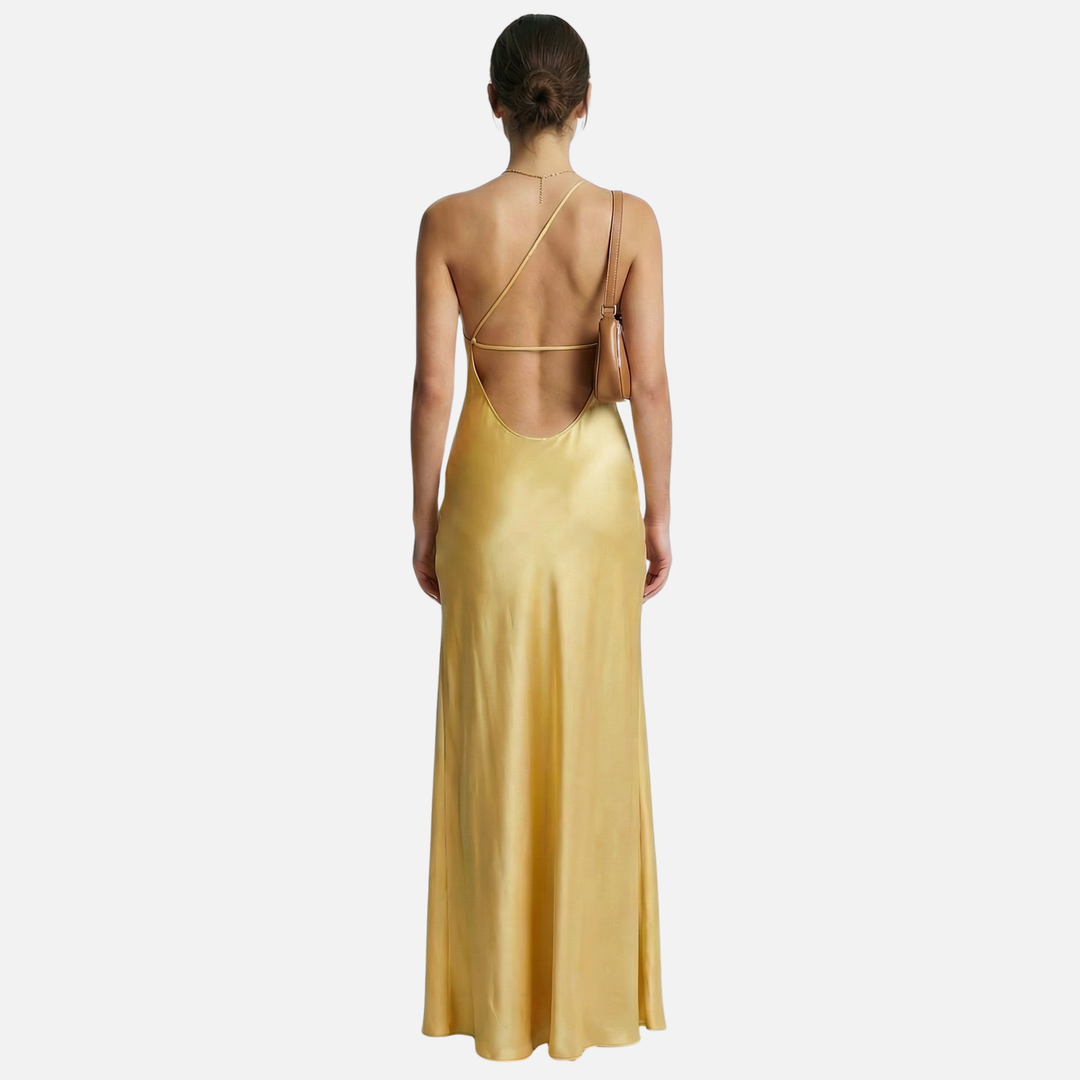 Damen Satin Maxi Kleid mit Seitenschlitz