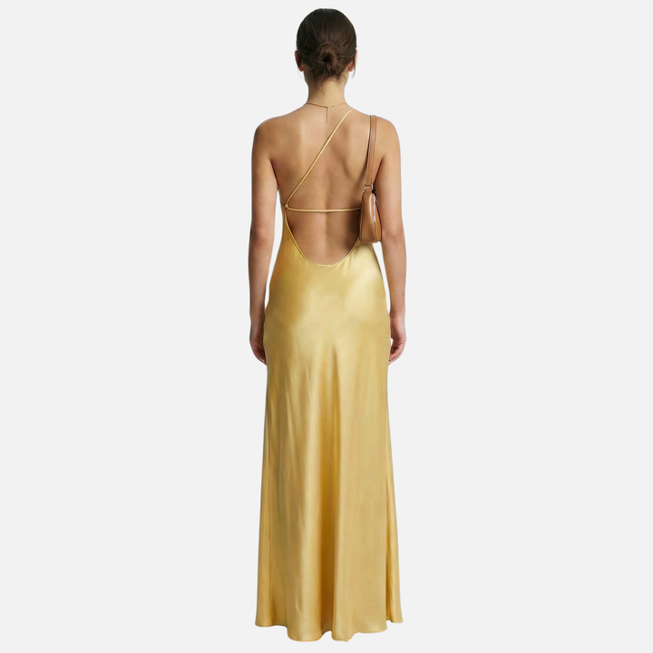 Women's Satin Maxi Dress with Side Slit