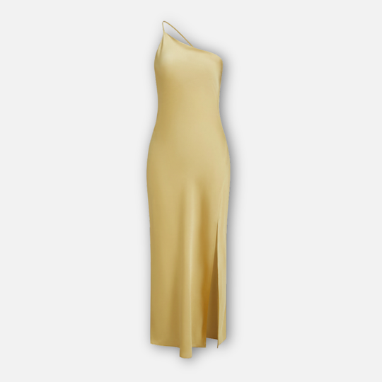 Damen Satin Maxi Kleid mit Seitenschlitz