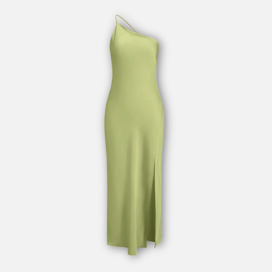 Damen Satin Maxi Kleid mit Seitenschlitz