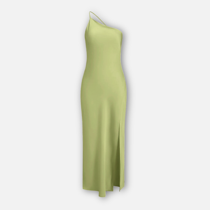 Women's Satin Maxi Dress with Side Slit