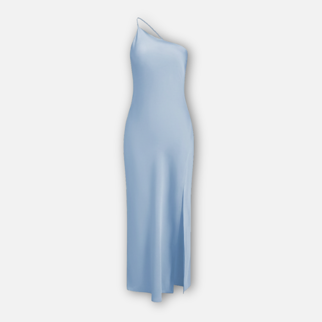 Damen Satin Maxi Kleid mit Seitenschlitz