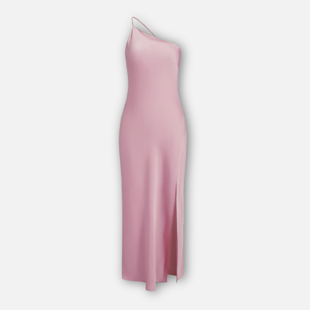 Damen Satin Maxi Kleid mit Seitenschlitz