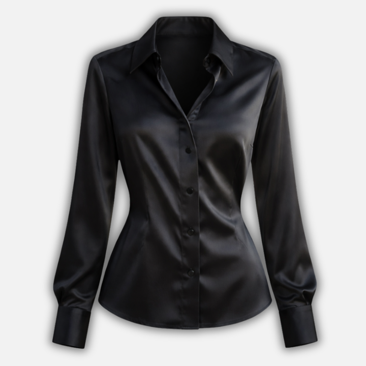 Women's Satin Blouse with Long Sleeves