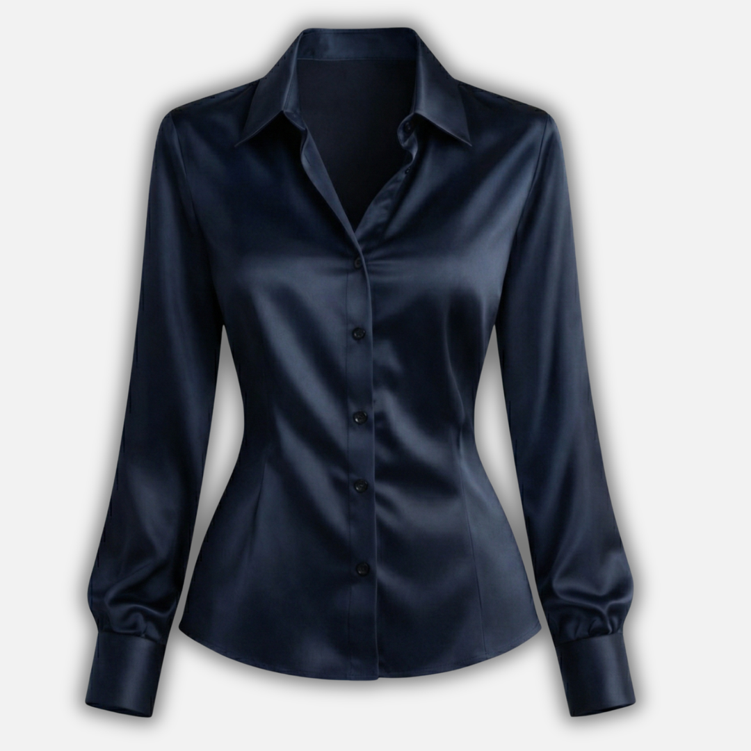 Damen Satinbluse mit langen Ärmeln
