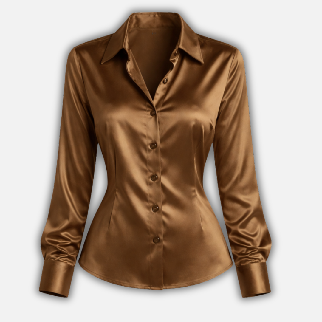 Damen Satinbluse mit langen Ärmeln