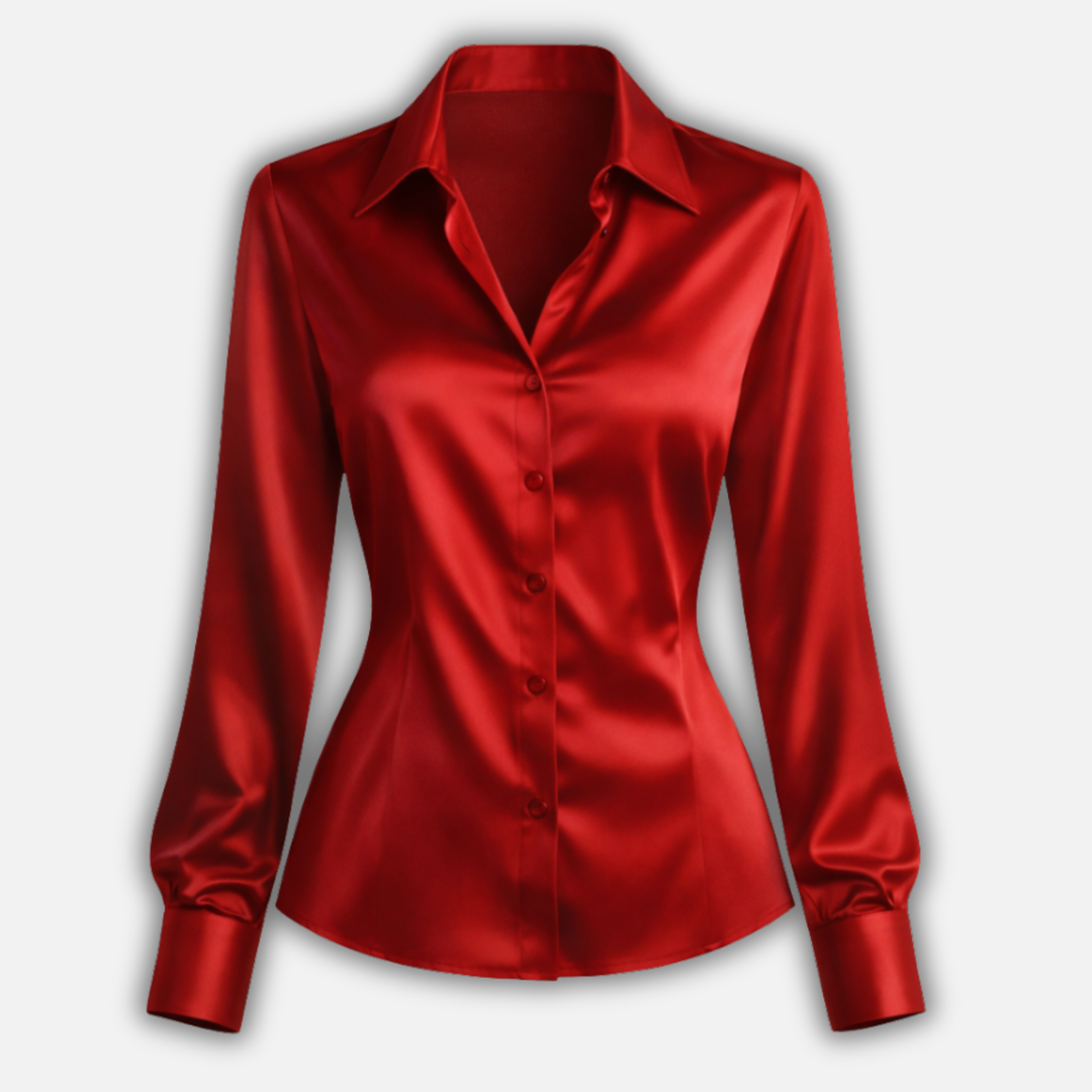 Damen Satinbluse mit langen Ärmeln