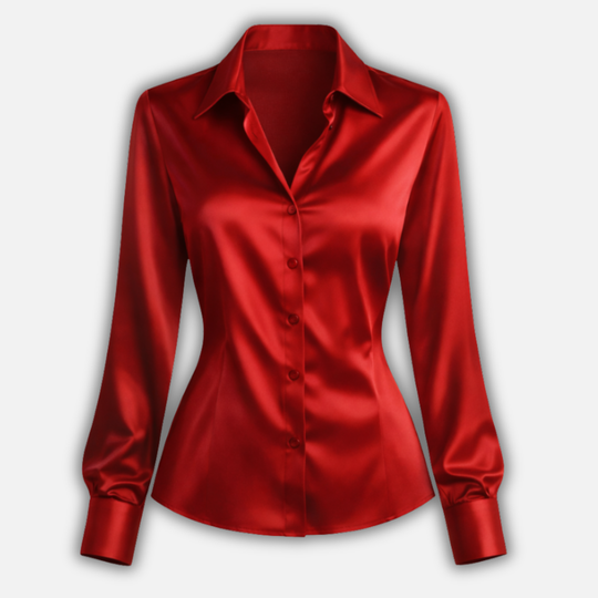 Damen Satinbluse mit langen Ärmeln