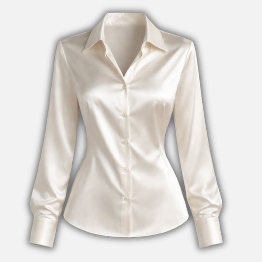 Damen Satinbluse mit langen Ärmeln