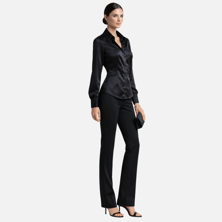 Women's Satin Blouse with Long Sleeves