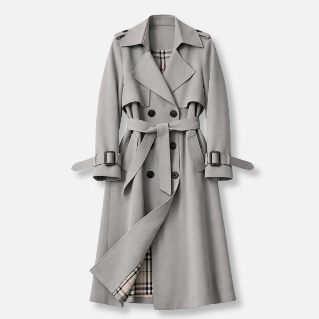 Damen Trenchcoat mit Gürtel und verstellbaren Manschetten
