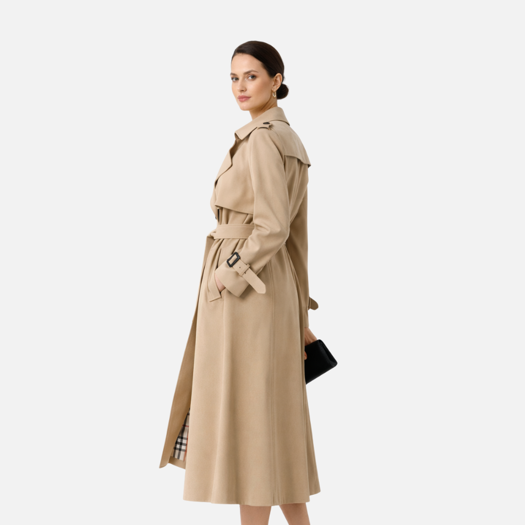 Damen Trenchcoat mit Gürtel und verstellbaren Manschetten