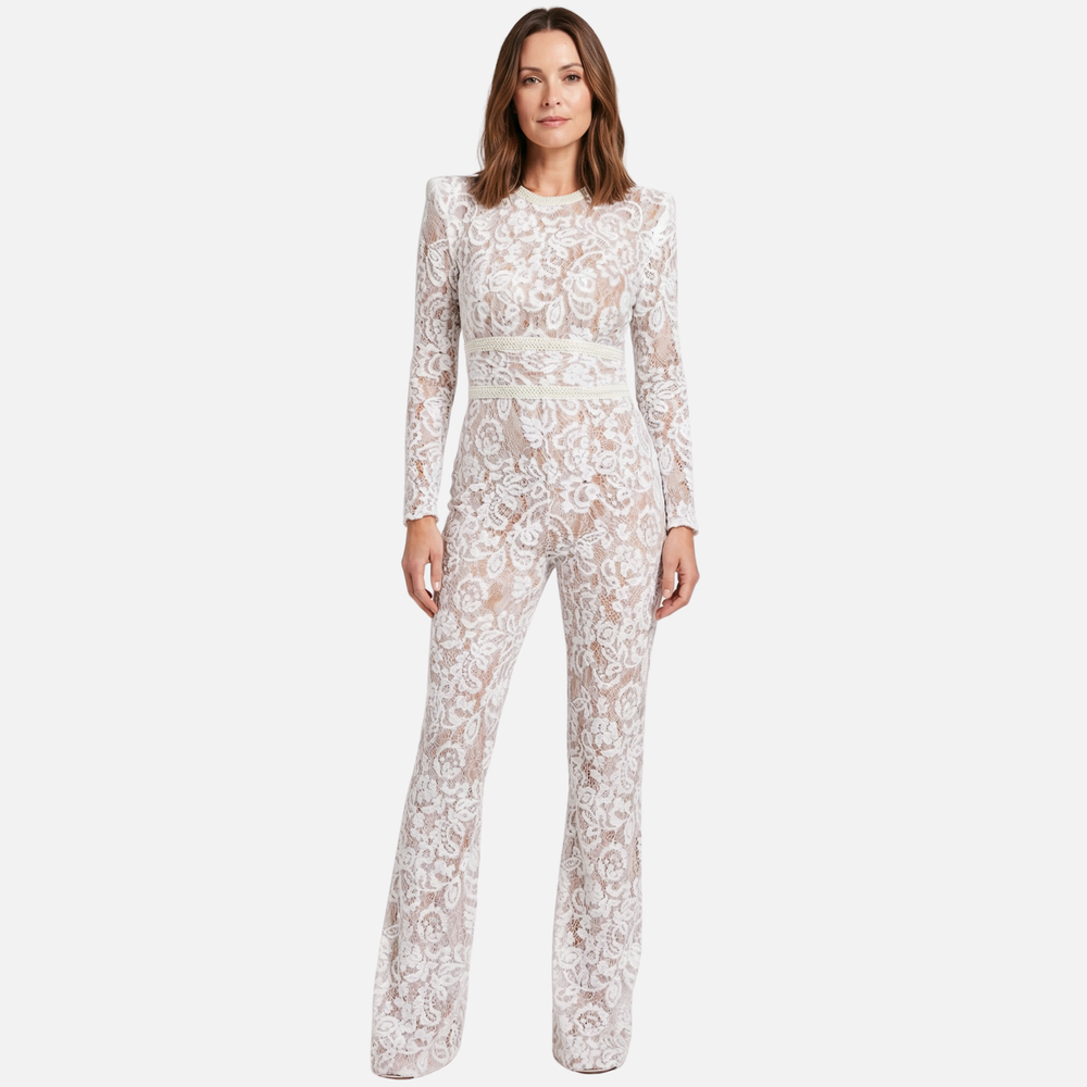 Damen-Body in schmaler Passform aus Spitzenstrick mit hohem Wellenkantensaum