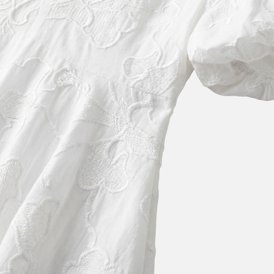 Damen-V-Ausschnitt-Kleid mit Floral-Jacquard – Leicht und reguläre Passform