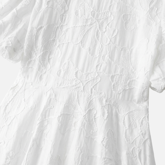 Damen-V-Ausschnitt-Kleid mit Floral-Jacquard – Leicht und reguläre Passform