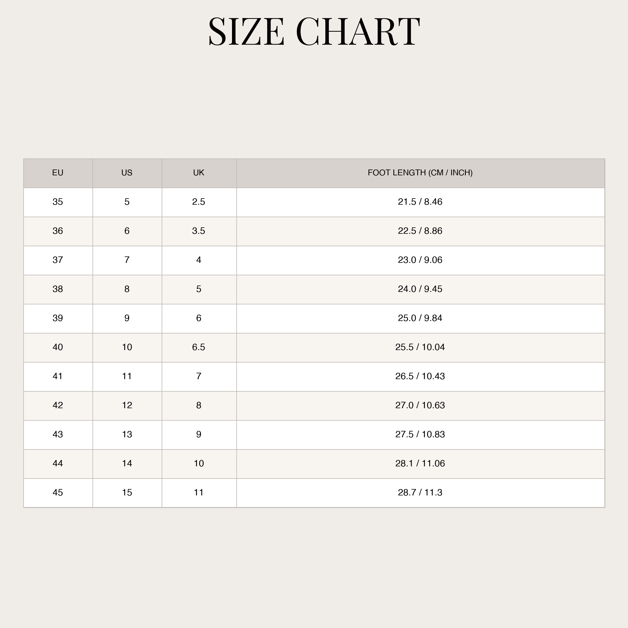 Size Chart