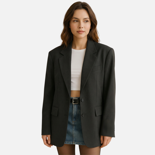 Oversized-Blazer aus Webstoff mit Fronttaschen für Damen