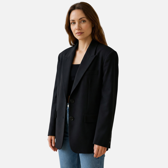 Oversized-Blazer aus Webstoff mit Fronttaschen für Damen
