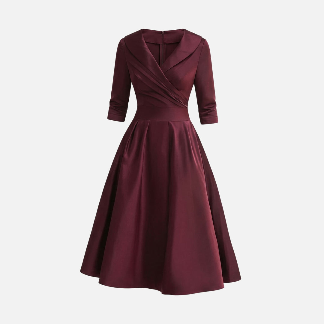 Damen-Midikleid aus gewebtem Satin – A-Linie mit Seitentaschen