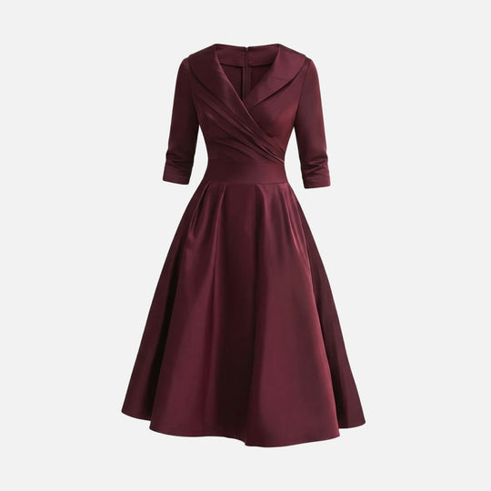 Damen-Midikleid aus gewebtem Satin – A-Linie mit Seitentaschen