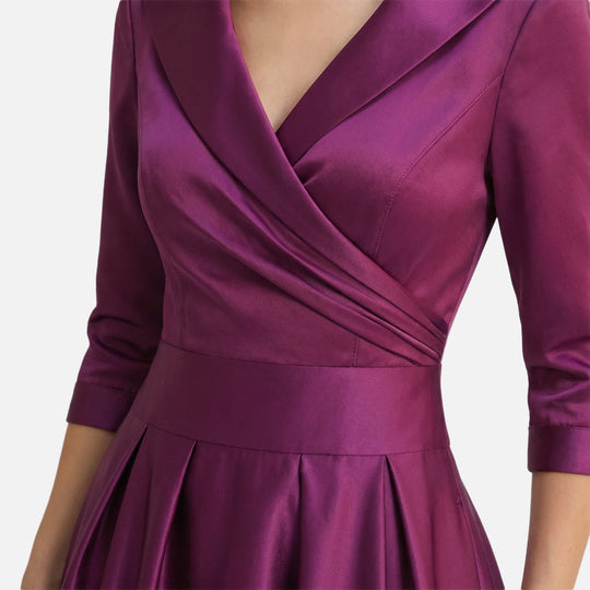 Damen-Midikleid aus gewebtem Satin – A-Linie mit Seitentaschen