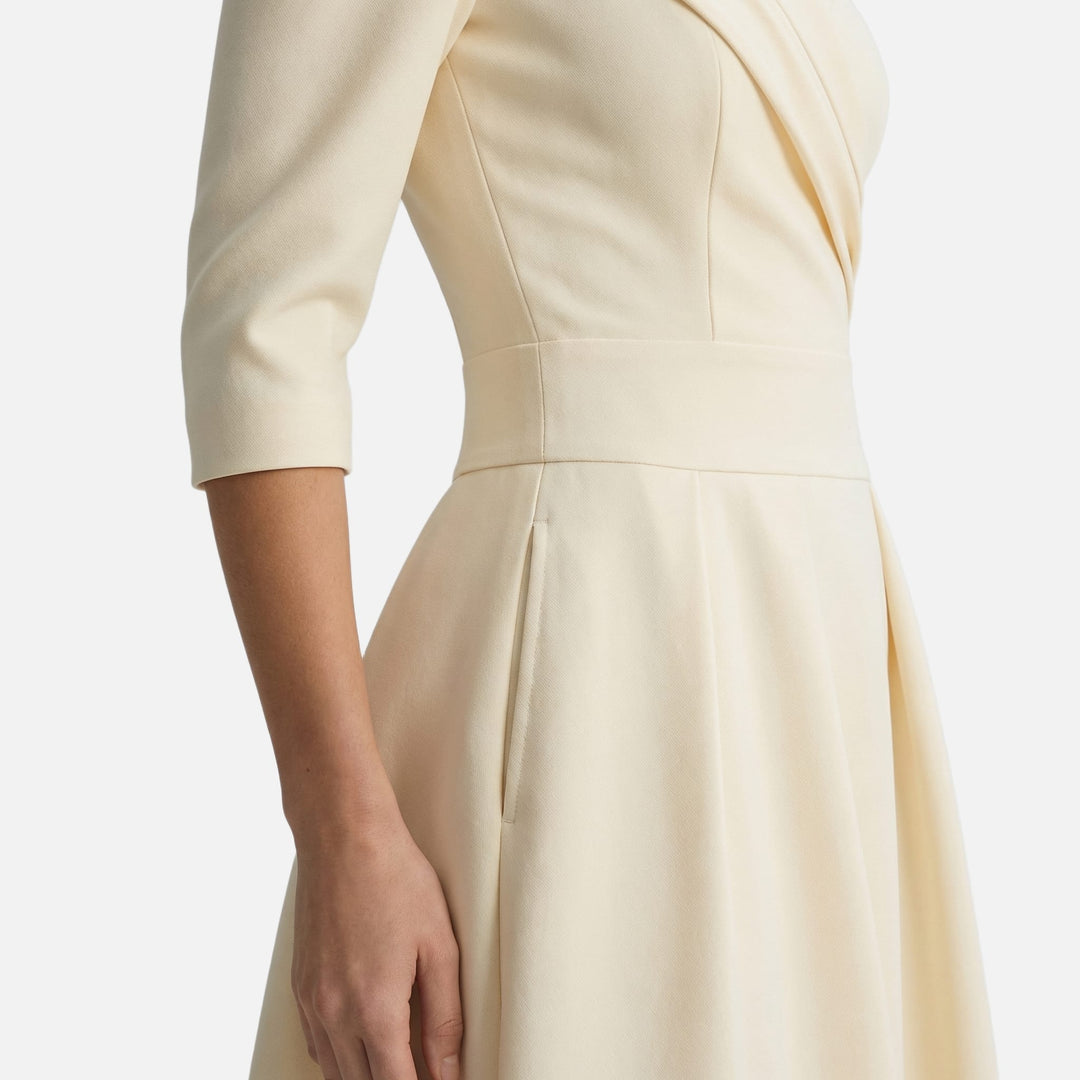 Damen-Midikleid aus gewebtem Satin – A-Linie mit Seitentaschen