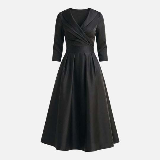 Damen-Midikleid aus gewebtem Satin – A-Linie mit Seitentaschen