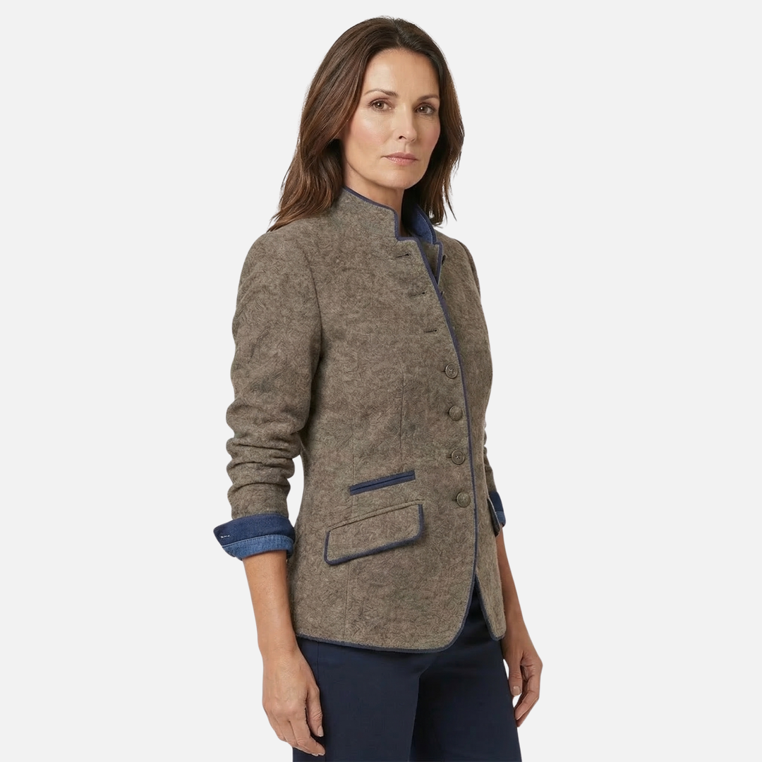 Damen-Slim-Blazer aus leichtem Wollmix – Mehrknopf-Verschluss