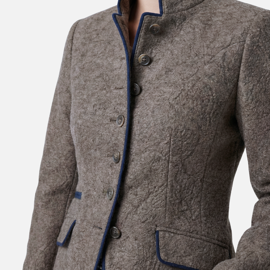 Damen-Slim-Blazer aus leichtem Wollmix – Mehrknopf-Verschluss