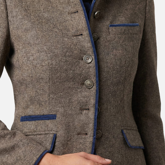 Damen-Slim-Blazer aus leichtem Wollmix – Mehrknopf-Verschluss