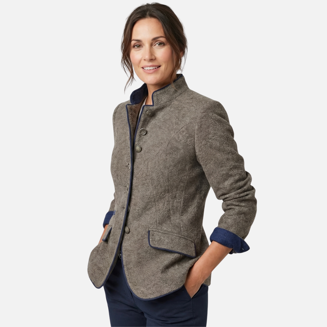 Damen-Slim-Blazer aus leichtem Wollmix – Mehrknopf-Verschluss