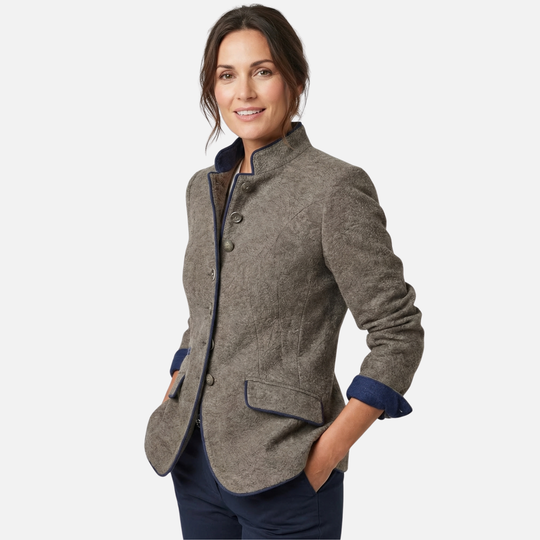 Damen-Slim-Blazer aus leichtem Wollmix – Mehrknopf-Verschluss