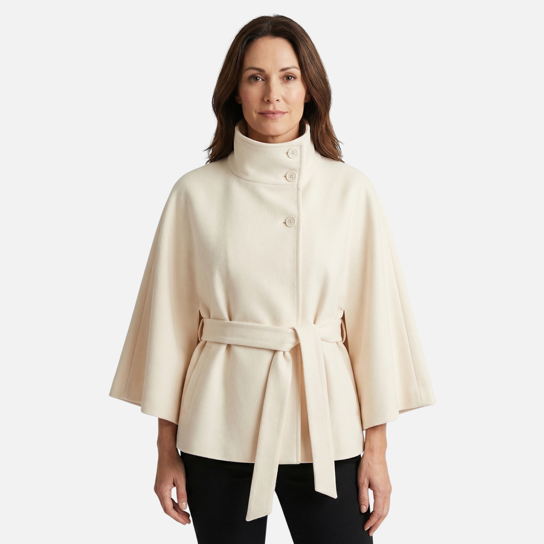 Damen-Wollmix-Mantel in Überlänge mit Stehkragen und Taschen