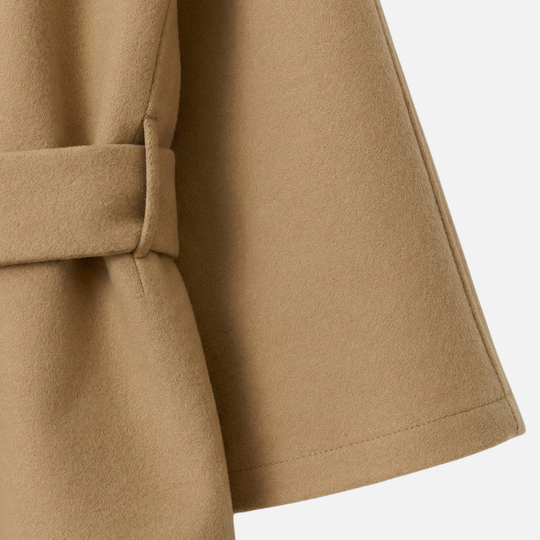 Damen-Wollmix-Mantel in Überlänge mit Stehkragen und Taschen