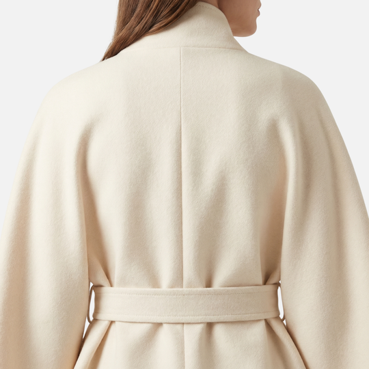 Damen-Wollmix-Mantel in Überlänge mit Stehkragen und Taschen