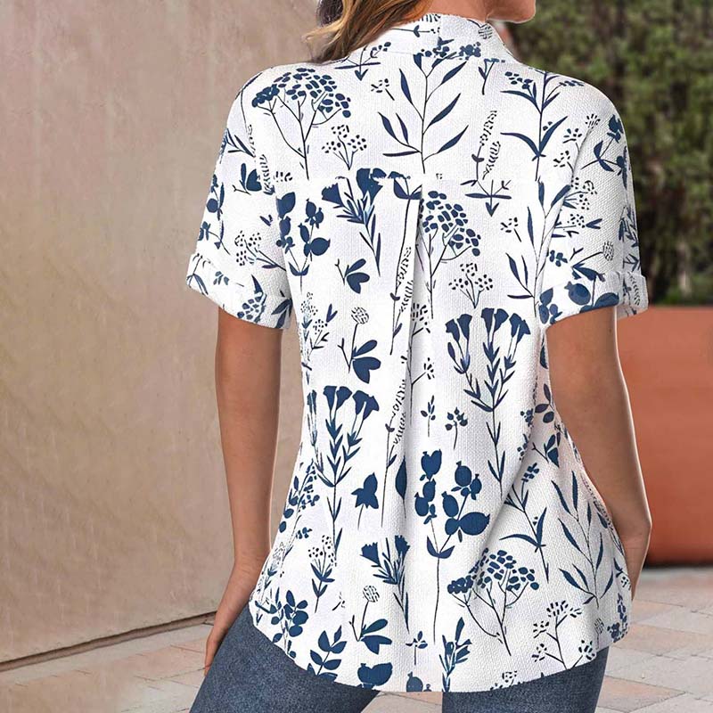 Damenbluse mit Blumenmuster | Button-Down