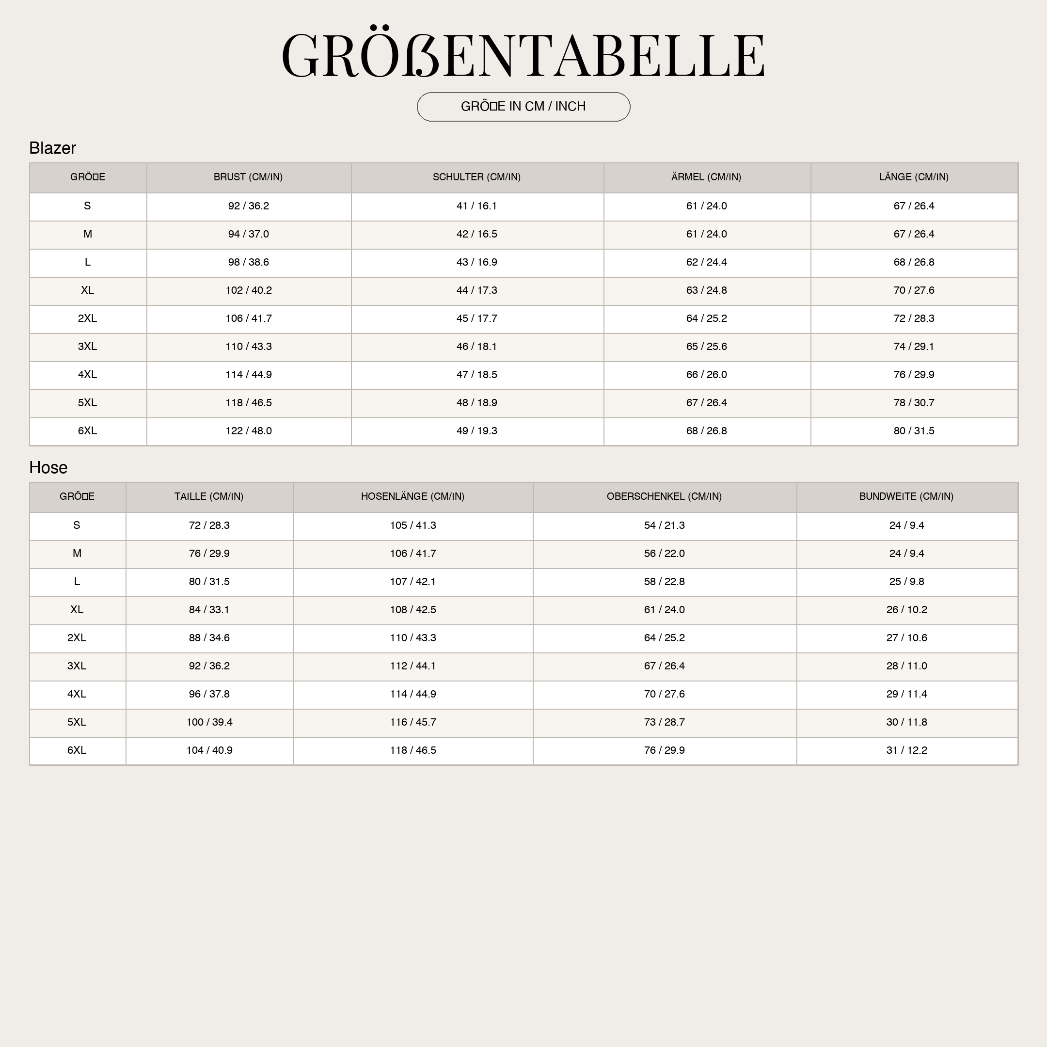 Size Chart