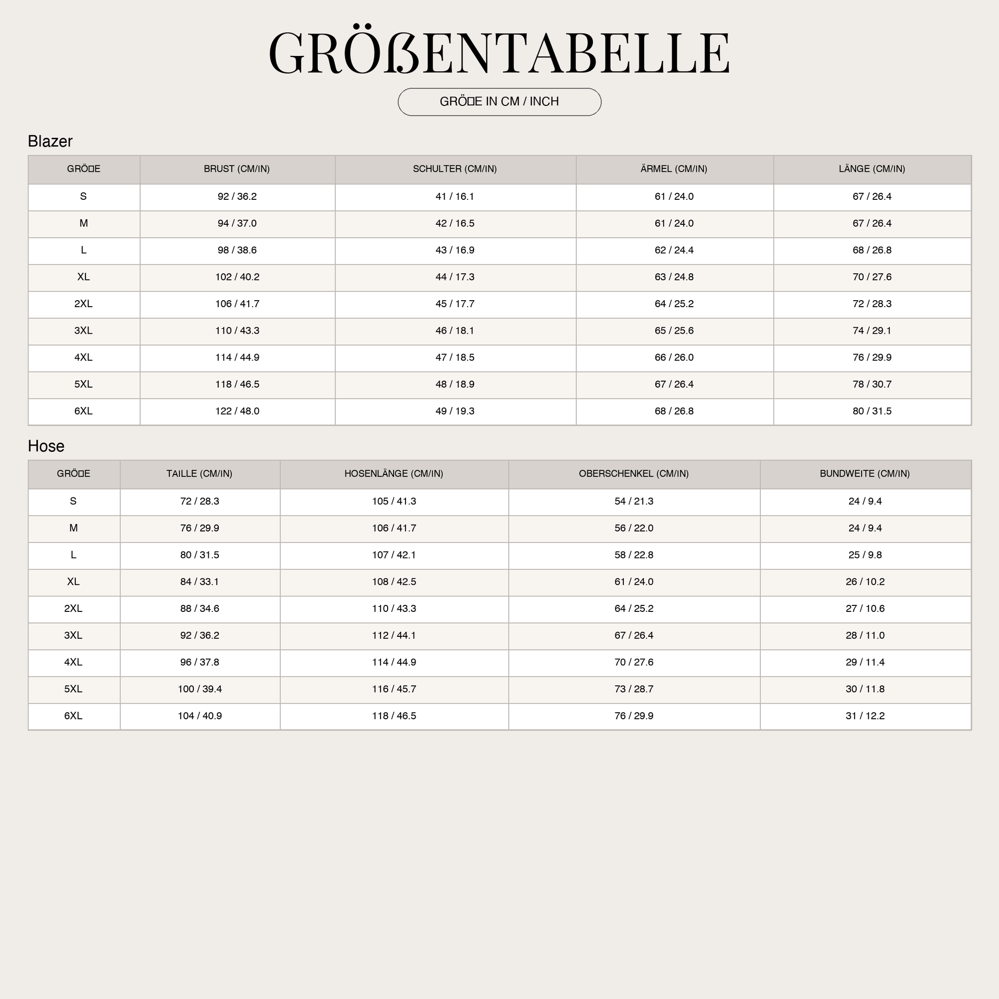 Size Chart