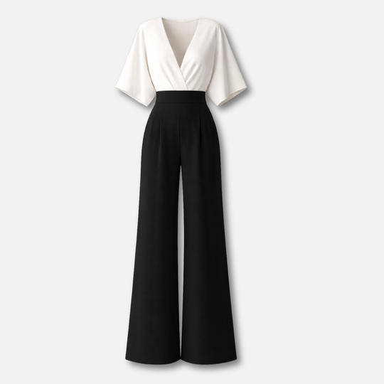 Eleganter Jumpsuit mit weitem Bein und tiefem Ausschnitt für Damen