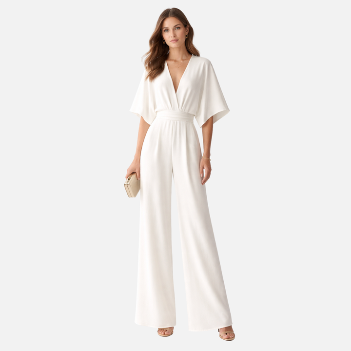 Eleganter Jumpsuit mit weitem Bein und tiefem Ausschnitt für Damen