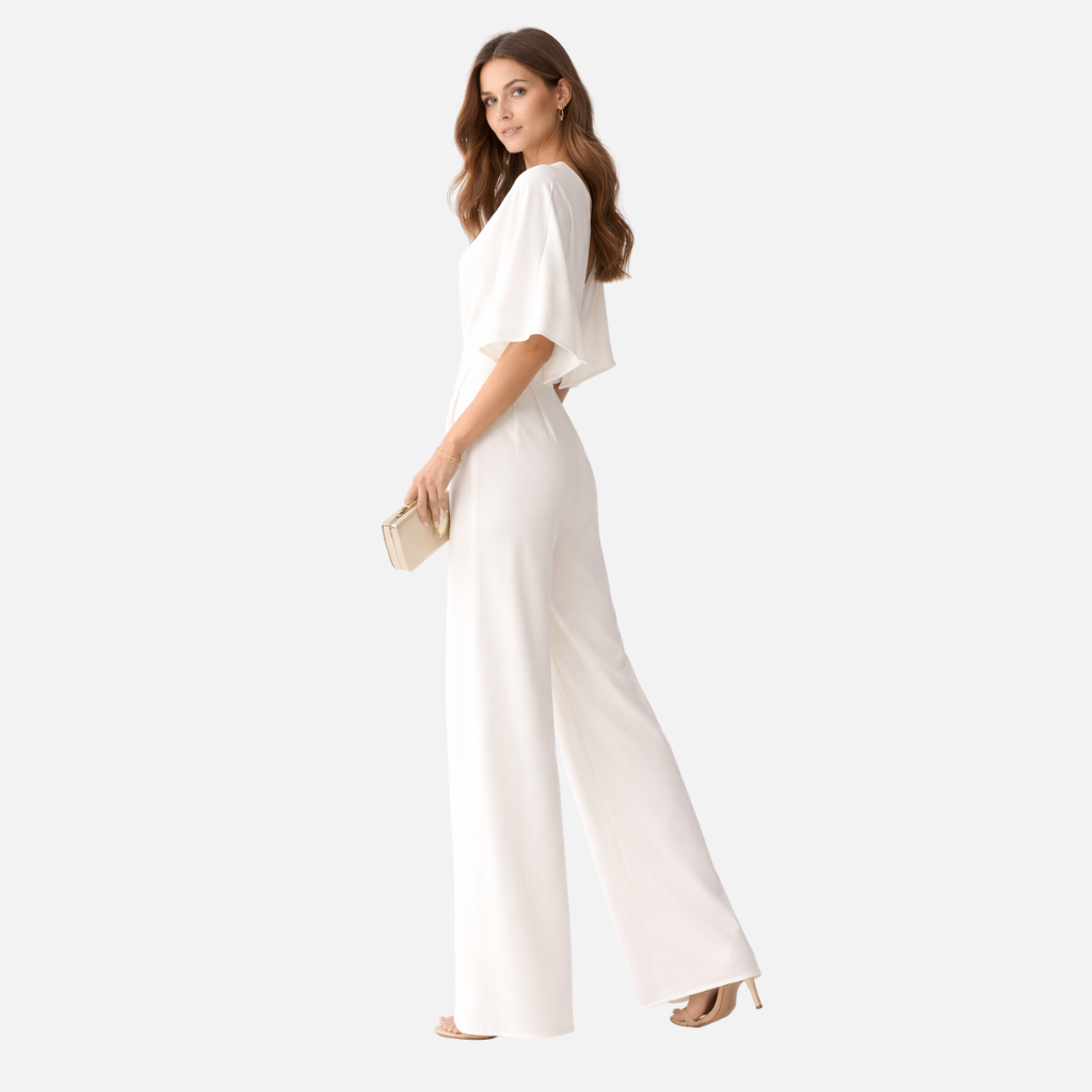 Eleganter Jumpsuit mit weitem Bein und tiefem Ausschnitt für Damen