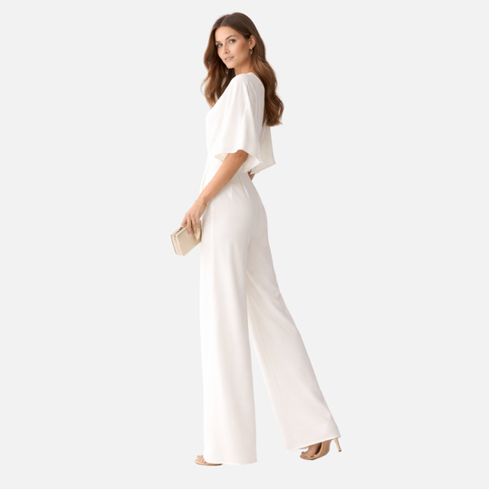 Eleganter Jumpsuit mit weitem Bein und tiefem Ausschnitt für Damen