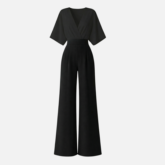 Elegant Jumpsuit with Wide Legs and Deep Neckline for Women