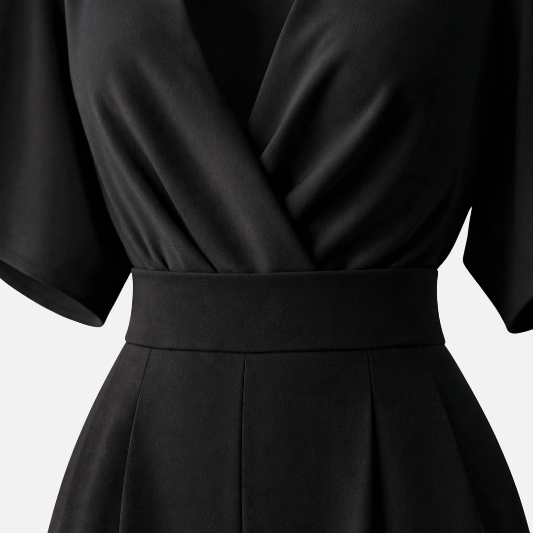 Elegant Jumpsuit with Wide Legs and Deep Neckline for Women