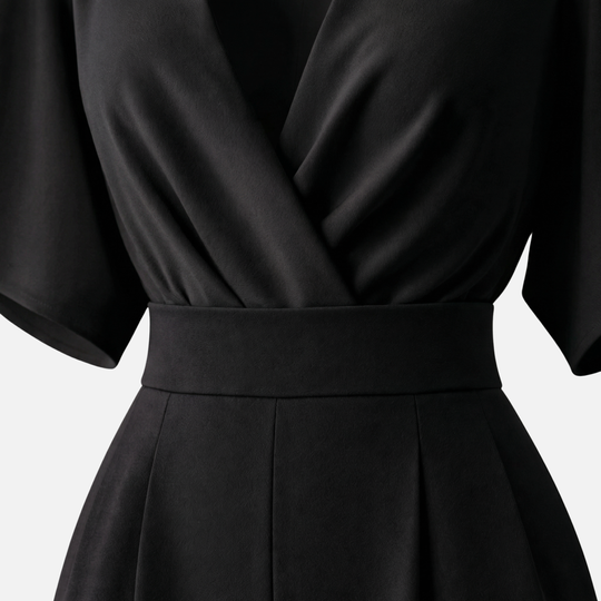 Elegant Jumpsuit with Wide Legs and Deep Neckline for Women