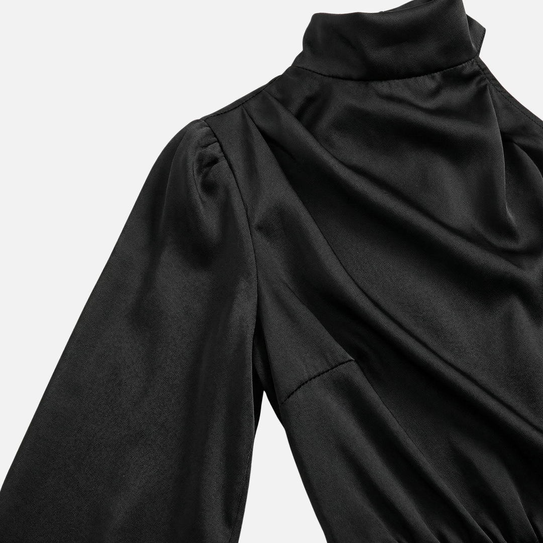 Elegantes Damen-Satin-Midikleid mit One-Shoulder-Schnitt und Seitenschlitz