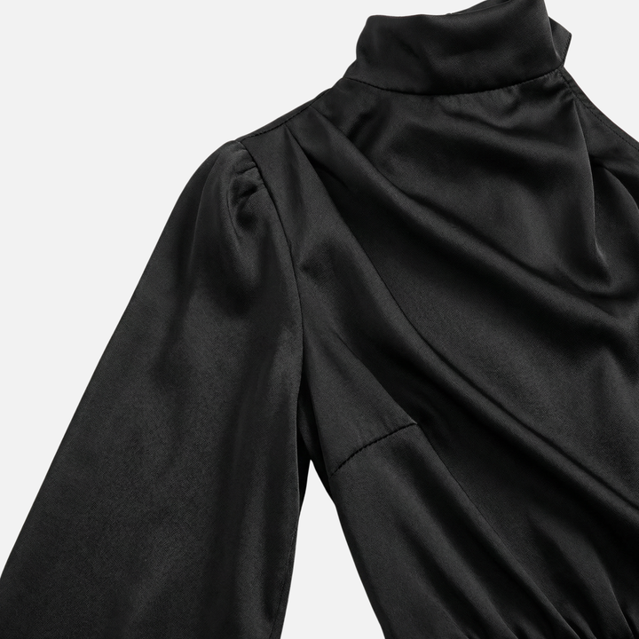 Elegantes Damen-Satin-Midikleid mit One-Shoulder-Schnitt und Seitenschlitz