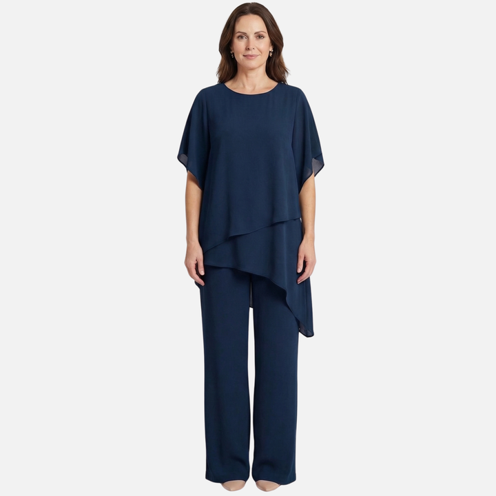 Elegant Set Draped Palazzo Pants with Top for Women