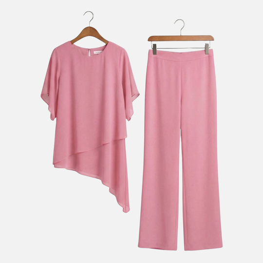 Elegantes Set Drapierte Palazzo-Hose mit Oberteil für Damen